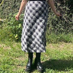 Forever 21 Black and White Checkered Midi Skirt